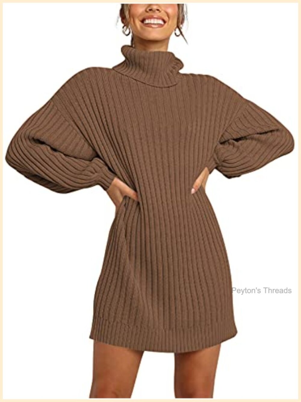 Oversized Cowl Neck Long Sleeve Knit Sweater Dress Casual Office